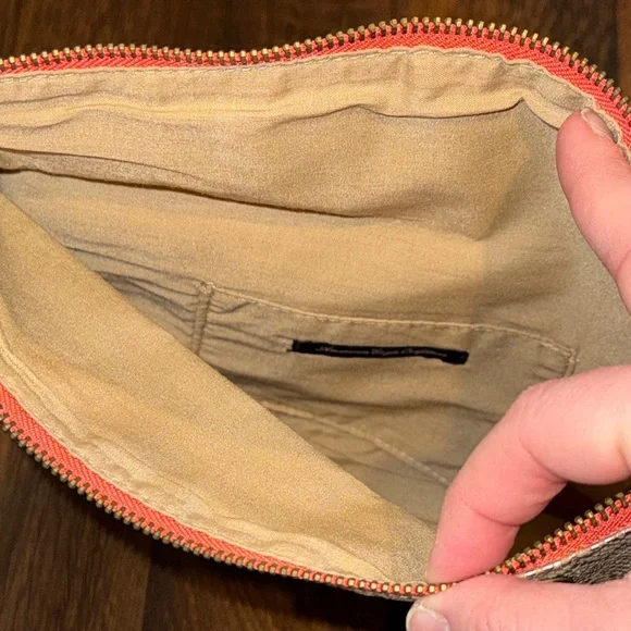 American Eagle Iridescent Metallic Fold-Over Clutch with Coral Zipper - Picture 6 of 11